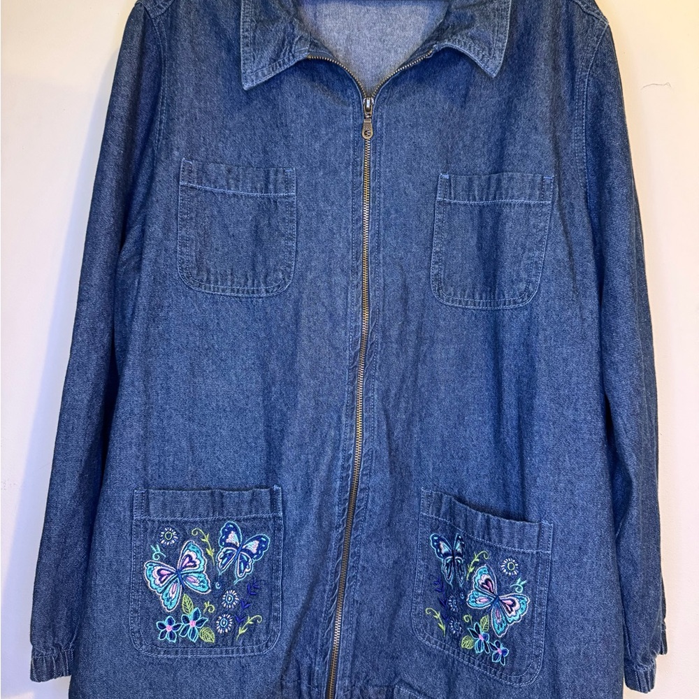Women's Blair Denim Jacket with Butterfly Accents